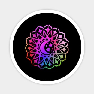 Mandala Moon Stars Multi Color Tie Dye Yoga Design Buddhist Magnet